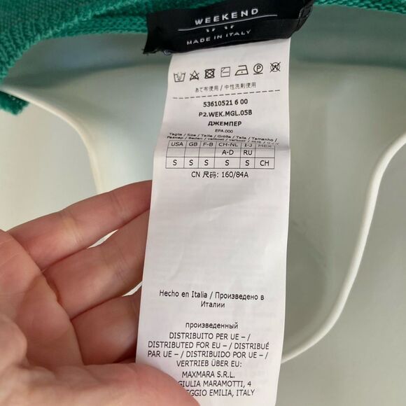 NWT Weekend MaxMara Volpino Linen Knit Top Green size Small - Picture 6 of 9